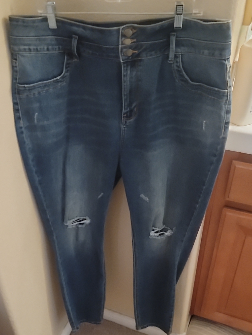 Women's High-Rise Distressed Blue Jeans